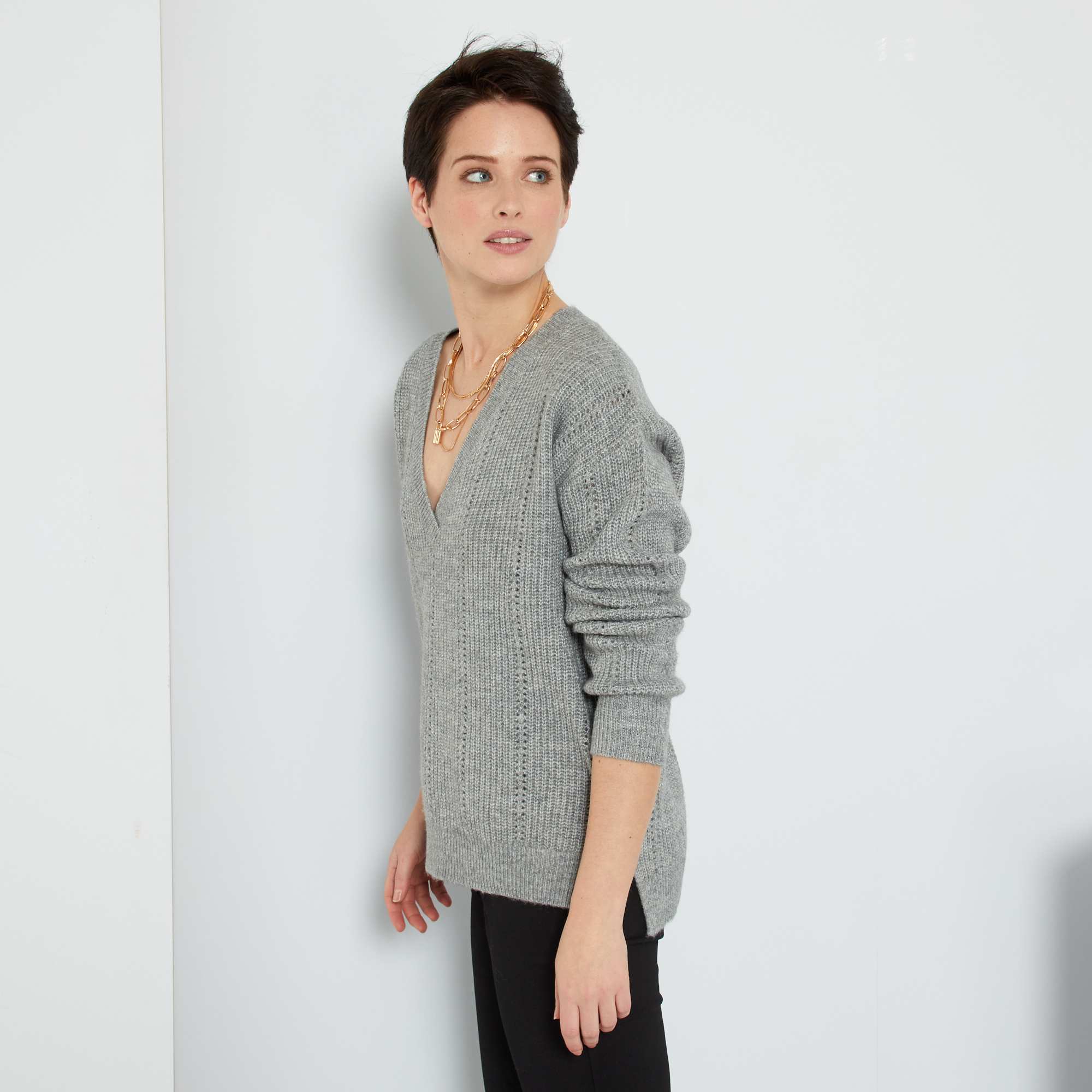 pull maille bleu clair