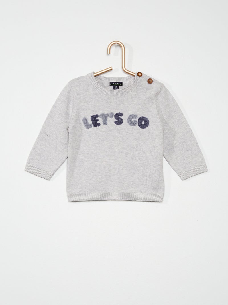Pull en maille gris - Kiabi
