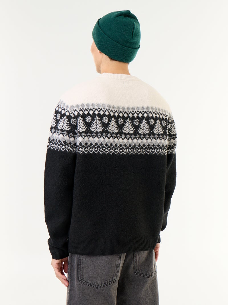 Pull en maille grosse jauge - Noël Gris - Kiabi