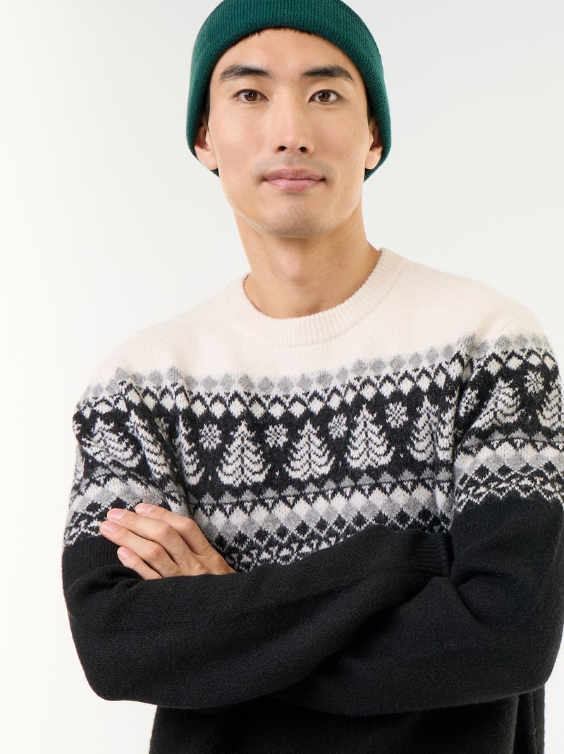 Pull en maille grosse jauge - Noël Gris - Kiabi
