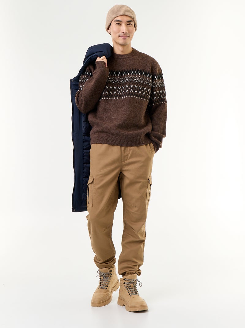 Pull en maille grosse jauge - Noël Marron - Kiabi