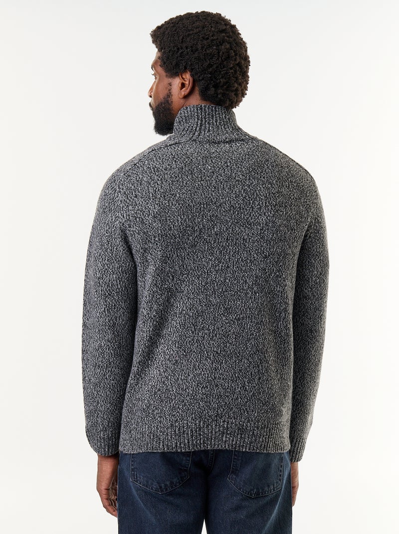 Pull en maille grosse jauge à col montant Gris - Kiabi