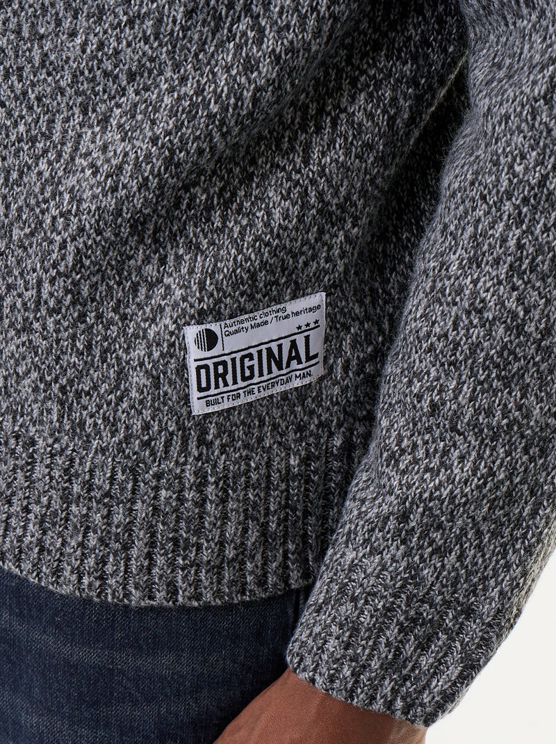 Pull en maille grosse jauge à col montant Gris - Kiabi