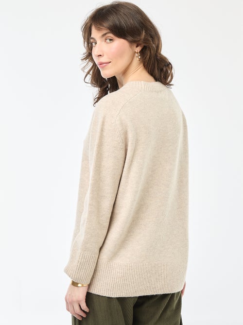 Pull en maille grosse jauge à col rond - Kiabi