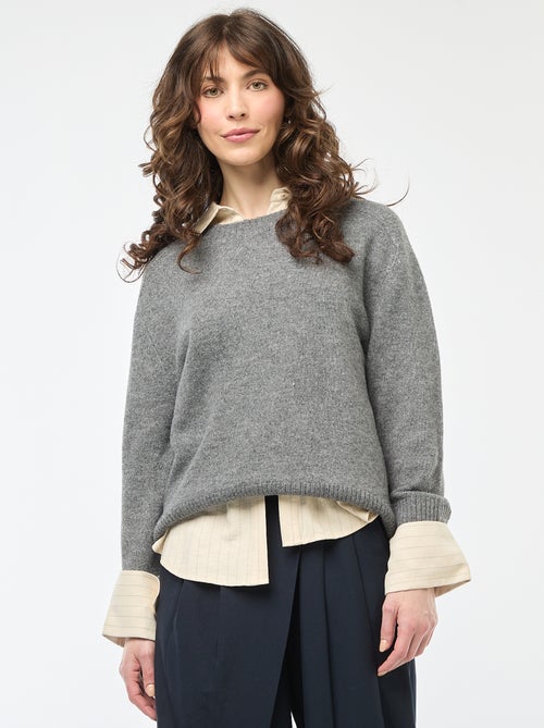 Pull en maille grosse jauge à col rond - Kiabi