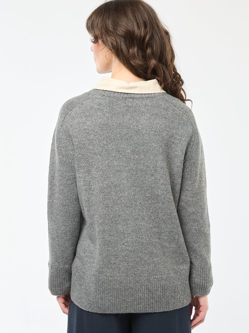 Pull en maille grosse jauge à col rond - Kiabi