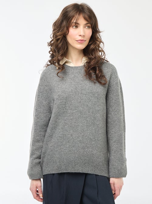 Pull en maille grosse jauge à col rond - Kiabi