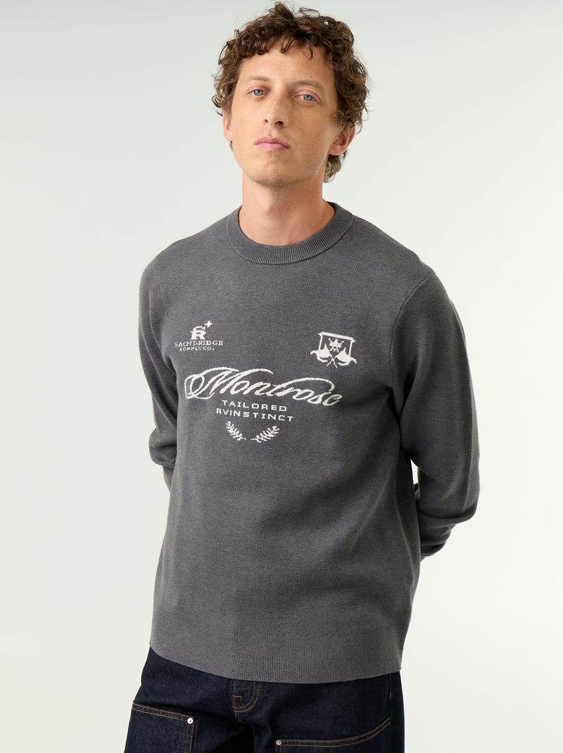 Pull en maille grosse jauge à col rond Gris - Kiabi