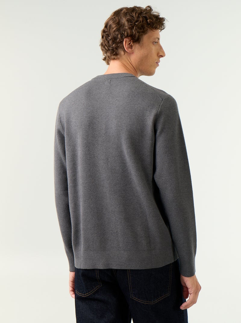 Pull en maille grosse jauge à col rond Gris - Kiabi