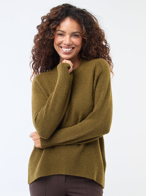 Pull en maille grosse jauge à col rond - Kiabi