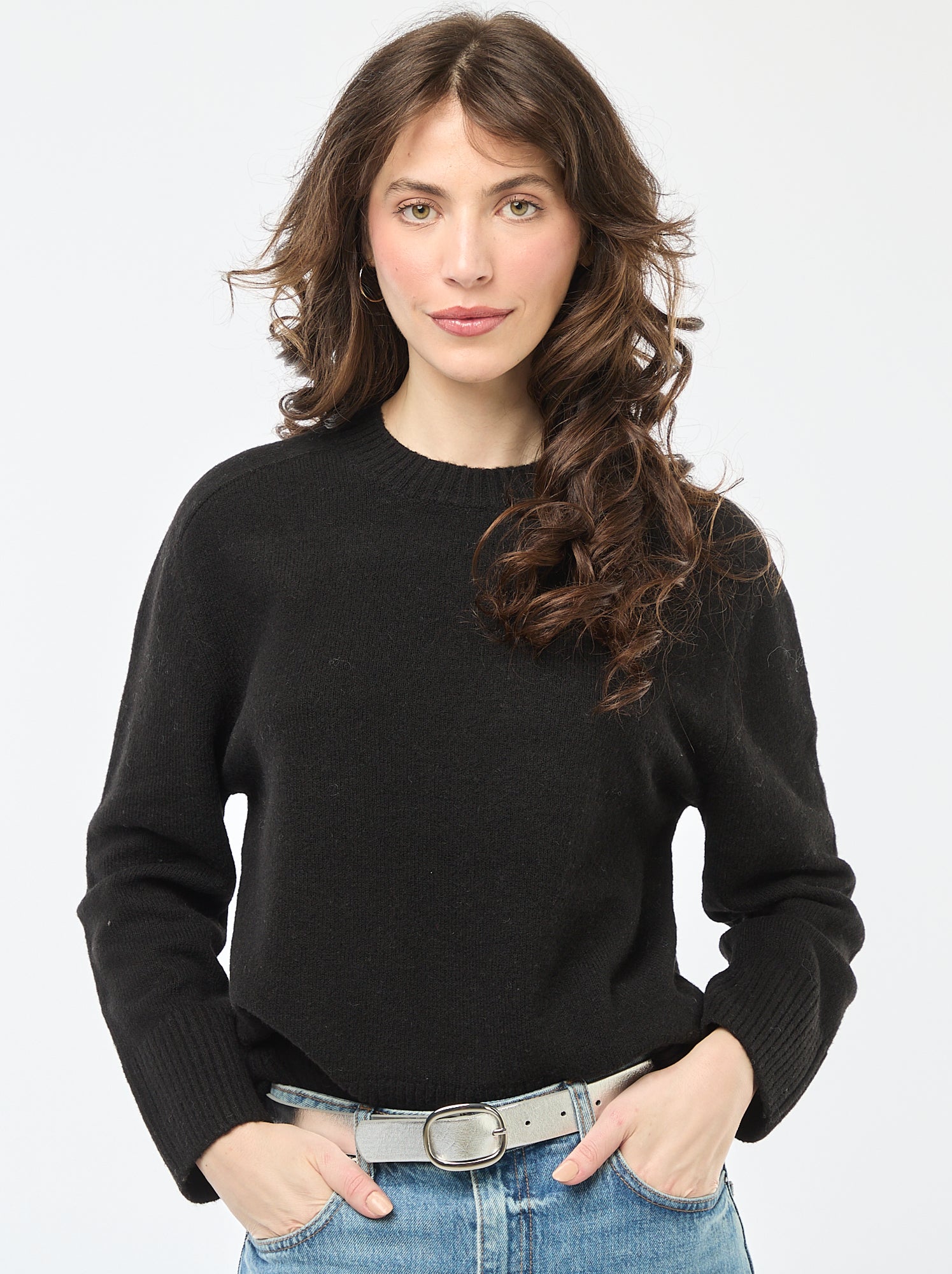 Pull en maille grosse jauge à col rond