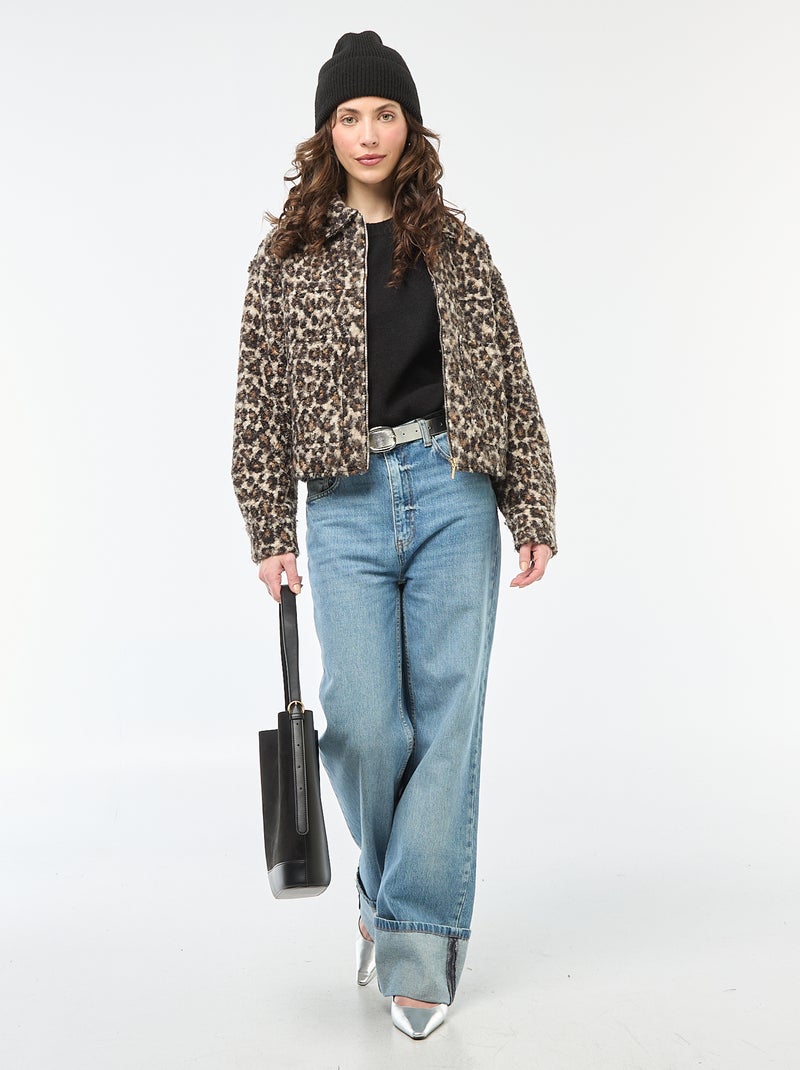 Pull en maille grosse jauge à col rond Noir - Kiabi