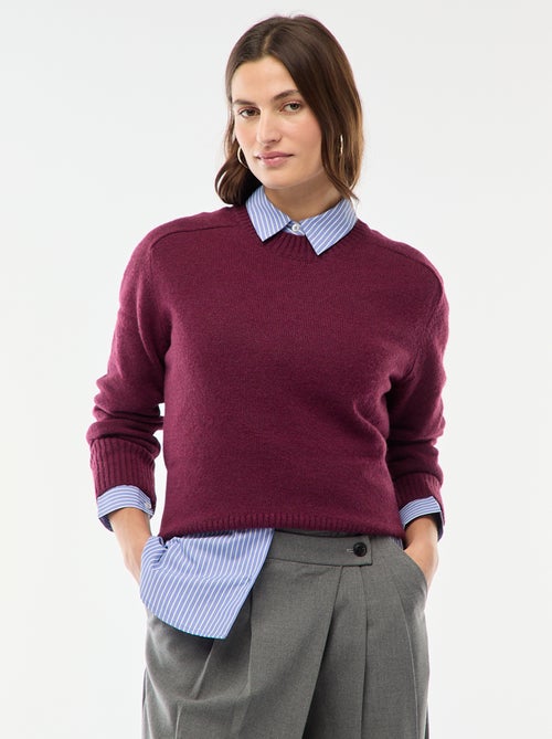 Pull en maille grosse jauge à col rond - Kiabi