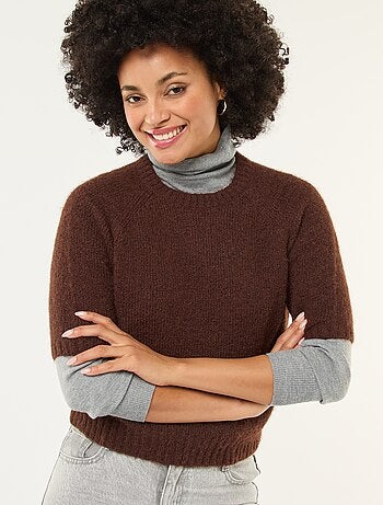 Pull en maille grosse jauge à manches courtes