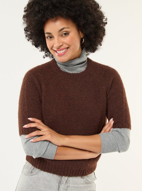 Pull en maille grosse jauge à manches courtes - Kiabi