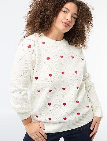 Pull en maille grosse jauge avec motif à 'cœur'