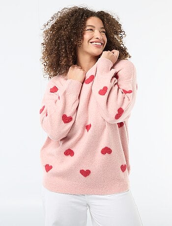 Pull en maille grosse jauge avec motif à 'cœur'