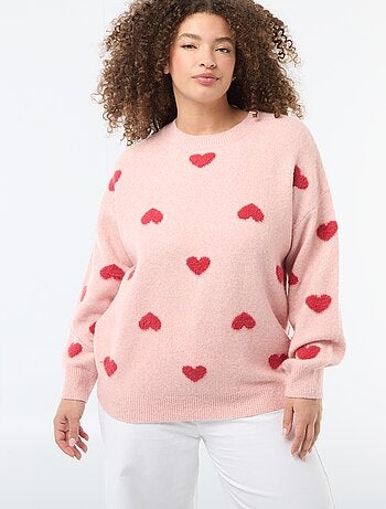Pull en maille grosse jauge avec motif à 'cœur'