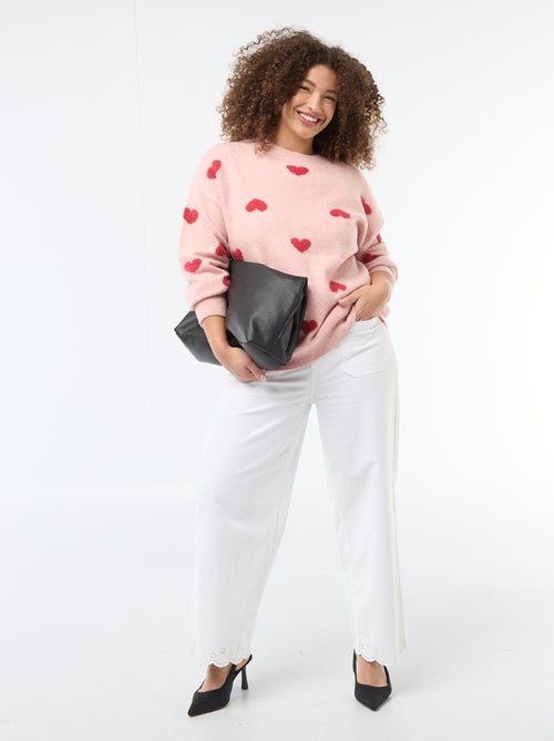 Pull en maille grosse jauge avec motif à 'cœur' - Kiabi
