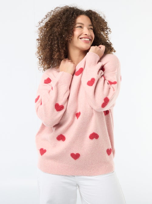 Pull en maille grosse jauge avec motif à 'cœur' - Kiabi