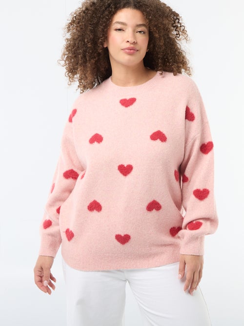 Pull en maille grosse jauge avec motif à 'cœur' - Kiabi