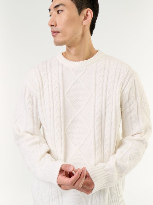 Pull en maille grosse jauge avec torsades - Noël - Kiabi