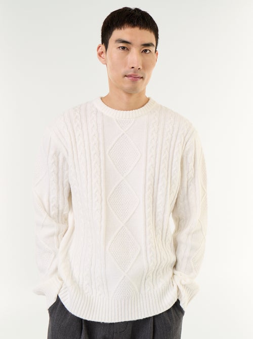 Pull en maille grosse jauge avec torsades - Noël - Kiabi