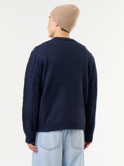 Pull en maille grosse jauge avec torsades - Kiabi