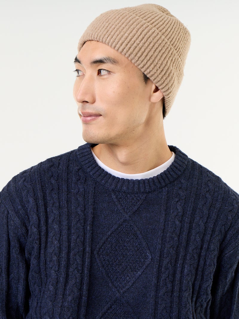 Pull en maille grosse jauge avec torsades Bleu - Kiabi