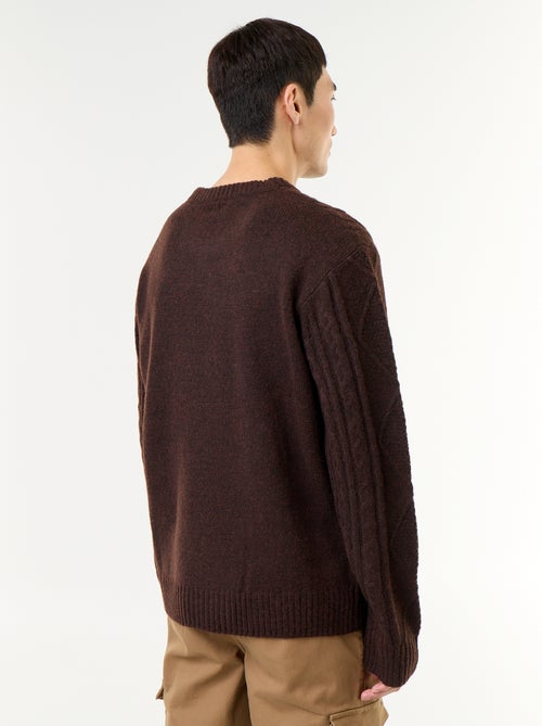 Pull en maille grosse jauge avec torsades - Kiabi