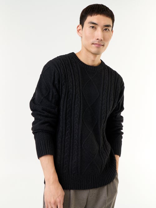 Pull en maille grosse jauge avec torsades - Kiabi
