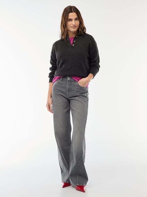 Pull en maille grosse jauge avec un col polo - Kiabi