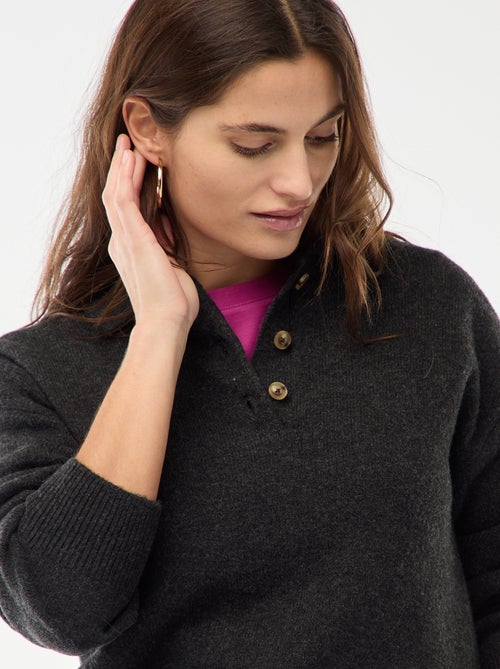 Pull en maille grosse jauge avec un col polo - Kiabi