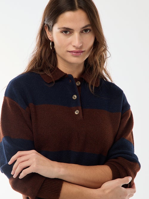 Pull en maille grosse jauge avec un col polo - Kiabi Pull en maille grosse jauge avec un col polo - Kiabi