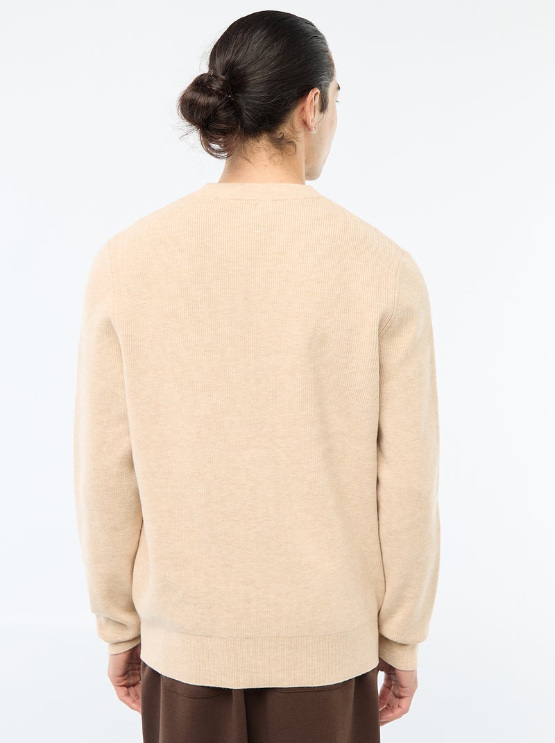 Pull en maille grosse jauge Beige - Kiabi