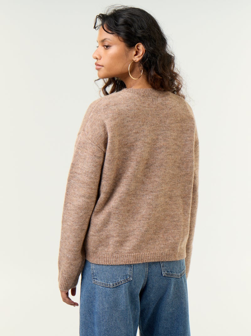 Pull en maille grosse jauge Beige - Kiabi