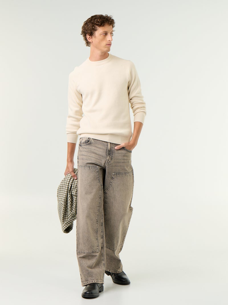 Pull en maille grosse jauge Blanc - Kiabi
