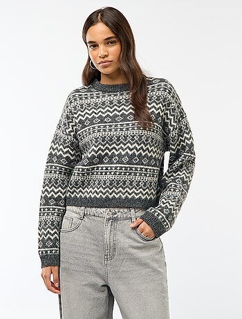 Pull en maille grosse jauge col rond