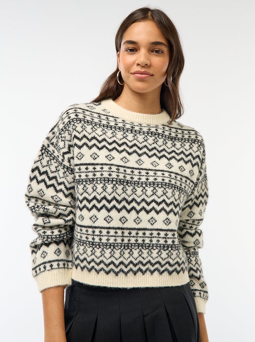 Pull en maille grosse jauge col rond - Kiabi