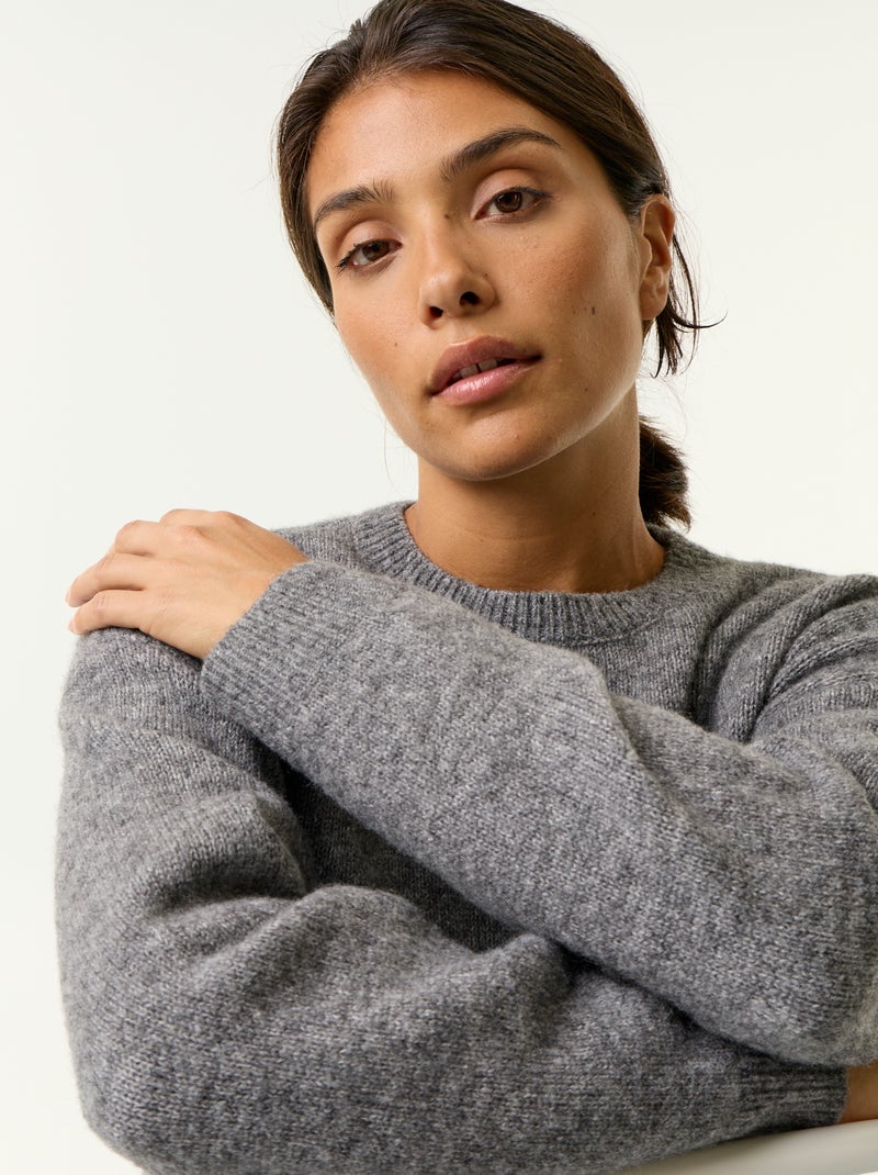 Pull en maille grosse jauge Gris - Kiabi