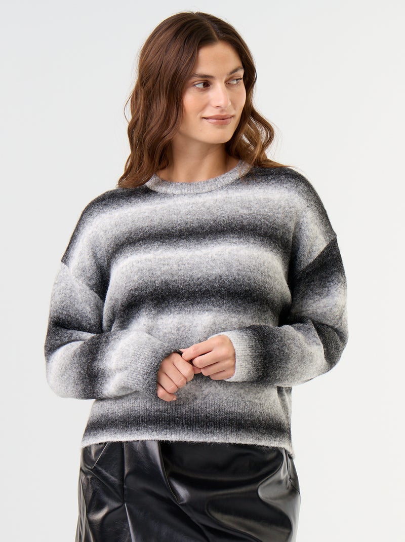 Pull en maille grosse jauge Gris - Kiabi