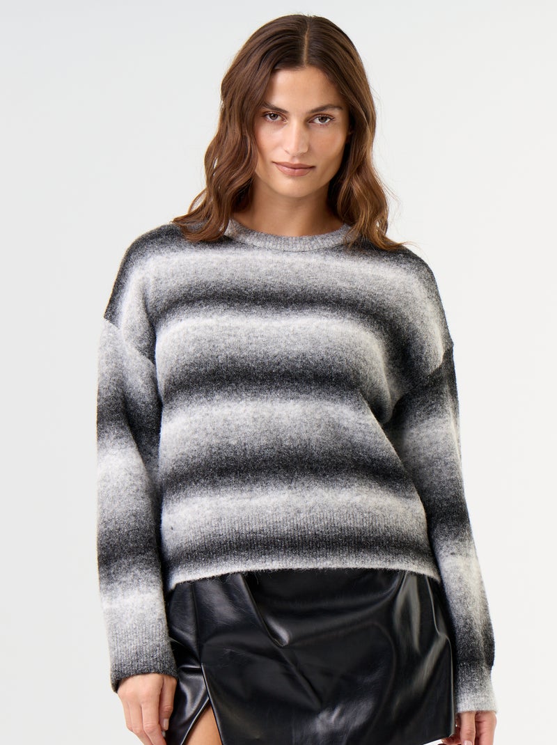 Pull en maille grosse jauge Gris - Kiabi