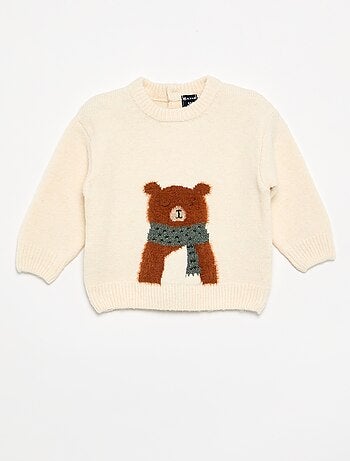 Pull en maille grosse jauge imprimé 'ourson'