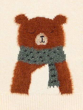Pull en maille grosse jauge imprimé 'ourson'