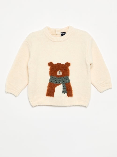 Pull en maille grosse jauge imprimé 'ourson' - Kiabi Pull en maille grosse jauge imprimé 'ourson' - Kiabi