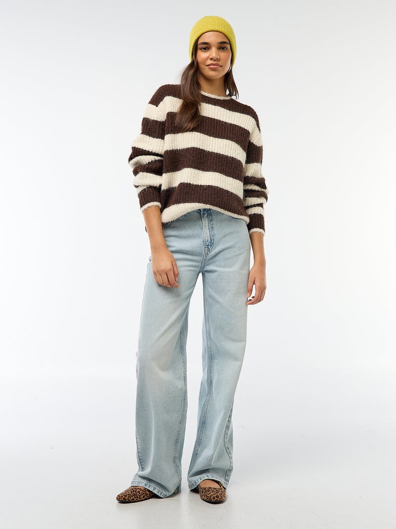 Pull en maille grosse jauge Marron - Kiabi