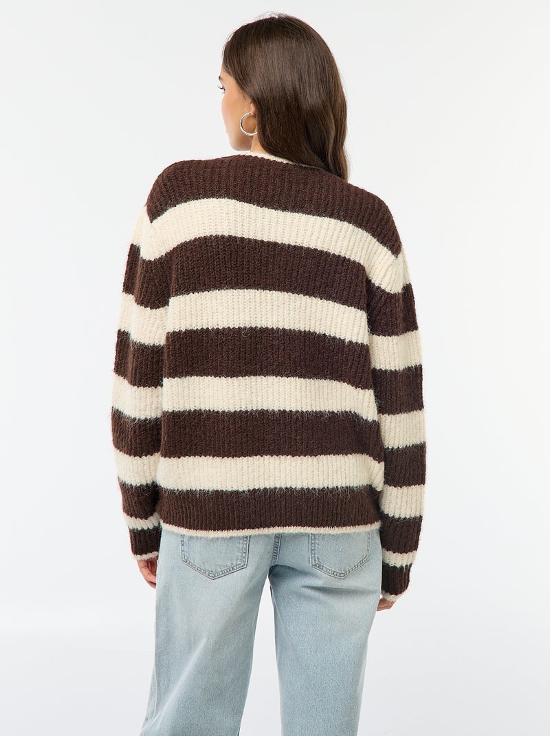 Pull en maille grosse jauge Marron - Kiabi