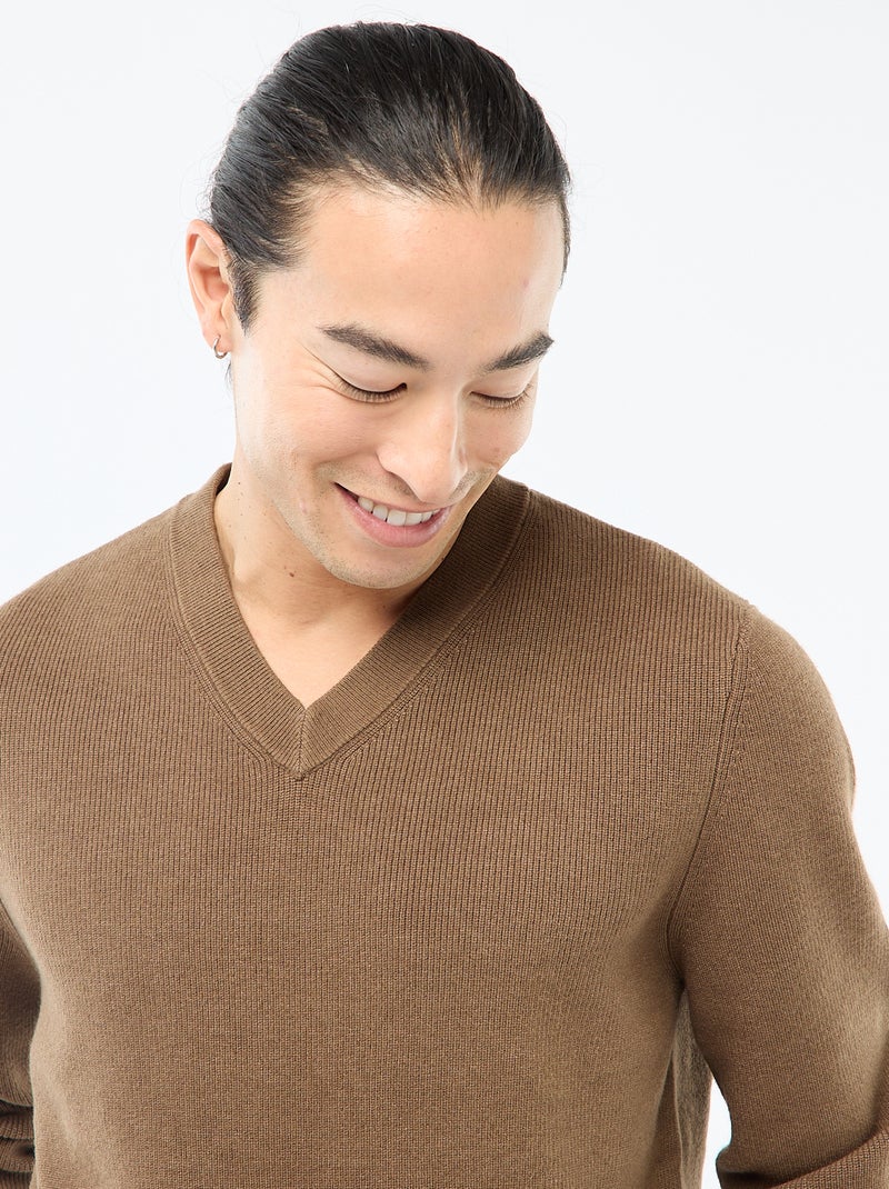 Pull en maille grosse jauge Marron - Kiabi