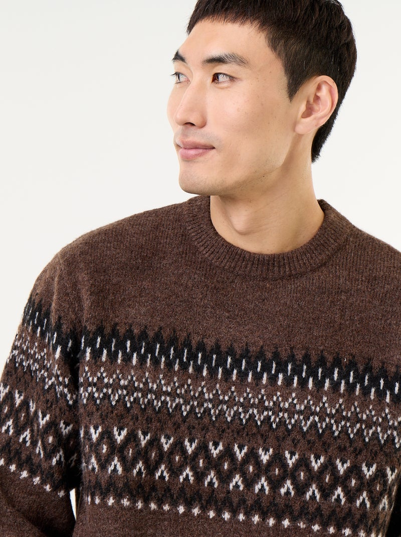 Pull en maille grosse jauge Marron - Kiabi