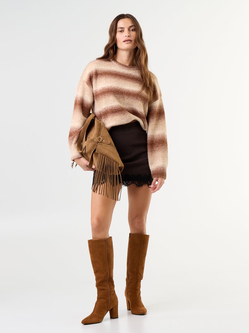 Pull en maille grosse jauge Marron - Kiabi